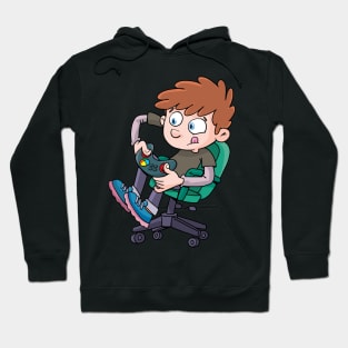 boy is briskly playing a computer game Hoodie